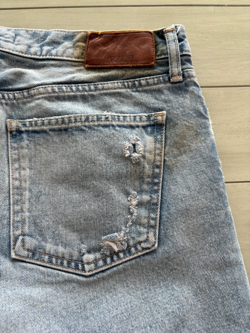 Moussy Light Blue Boyfriend Jeans - Distressed Hem - Picture 7 of 8